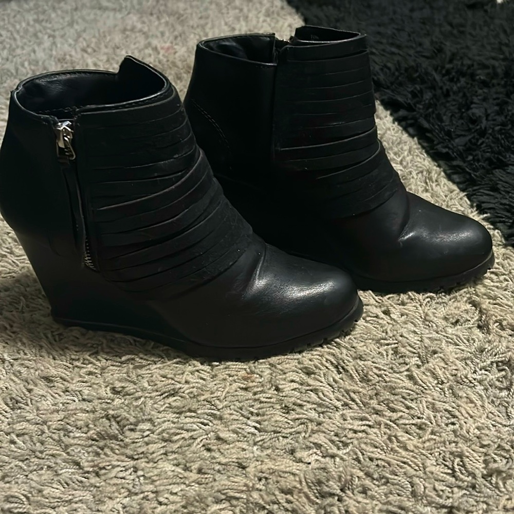 Black Wedge Boots